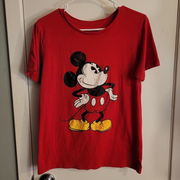 Disney Red Mickey Mouse T-Shirt  Women's Large WDW Kidcore Americana Character T - Picture 3 of 10
